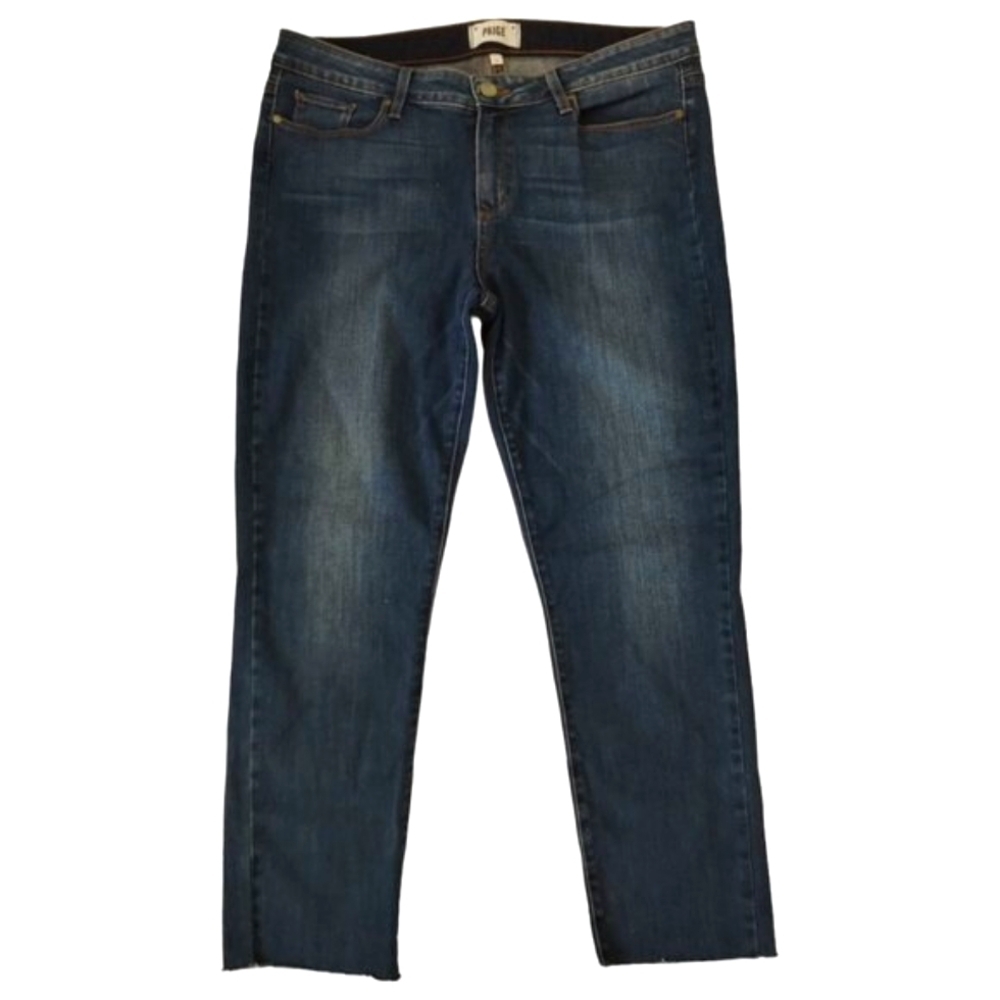 Paige Women's Skyline Ankle Peg Denim Jeans Size 32 Dark Wash Straight‎ Leg Raw
